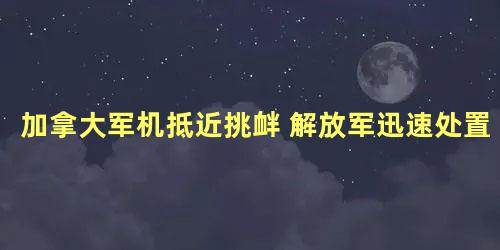 加拿大军机抵近挑衅 解放军迅速处置